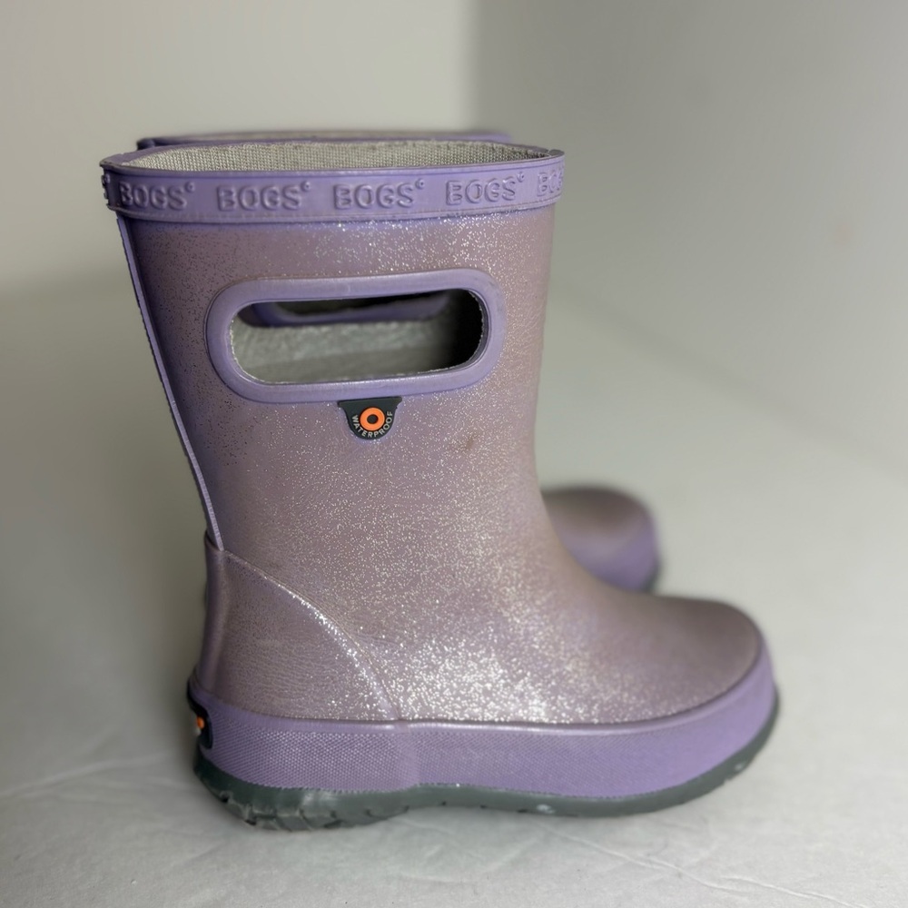 Bogs Skippers Glitter / Silver lilac Purple Rain Boots mid calf size 8